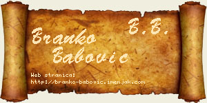 Branko Babović vizit kartica